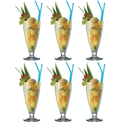 Afbeelding van Bormioli Rocco IJscoupe IJsglas Milkshake glas Rock Bar 380 ml 6 stuks
