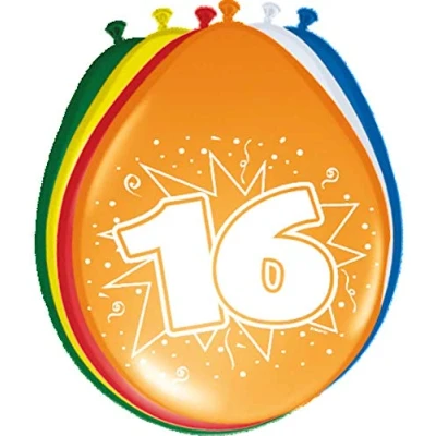 Afbeelding van Ballonnen 16 jaar 8 stuks
