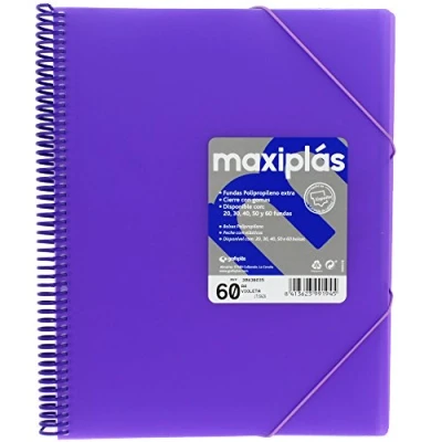 Afbeelding van Grafoplás 39836035 map A4 met envelop, elastiek en spiraalbinding, 60 stuks, violet