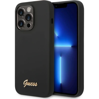 Afbeelding van Guess Silicone Retro Back Case geschikt voor Apple iPhone 14 Pro Max (6.7&quot;) Zwart
