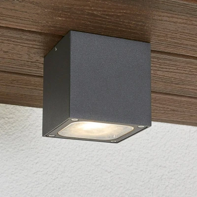 Afbeelding van Lucande LED plafondlamp 1licht drukgegoten aluminium, polycarbonaat H: 10 cm donkergrijs, transparant Inclusief lichtbron