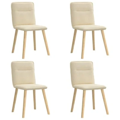 Afbeelding van vidaXL Eetkamerstoelen 4 st stof crèmekleurig