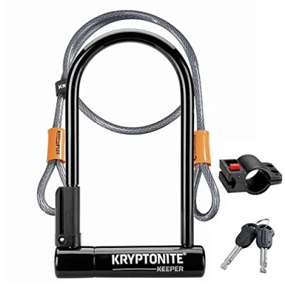 Image de Kryptonite Antivol en U Keeper Std W/ 4&#039; Flex de Vélo avec Câble Flexible Niveau Sécurité 5/10 Pour un Degré Modéré Dimensions 10,2 cm x 20,3