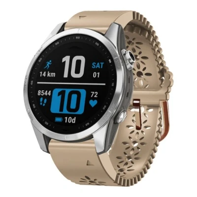 Afbeelding van By Qubix 20mm Quickfit Flower siliconen bandje Beige Geschikt voor garmin Instinct E (40mm) Fenix 7s 6s 5s 2s Epix Pro Gen 2 (42mm)