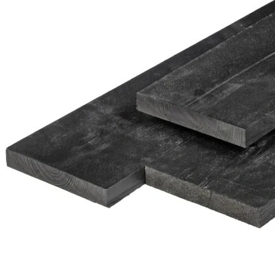 Afbeelding van Plank Midden Europees grenen zwart gespoten 2,0x20,0x400 cm Tuindeco