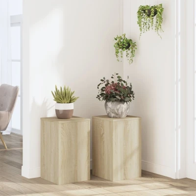 Afbeelding van Plantenstandaards 2 st 30x30x50 cm bewerkt hout sonoma eiken