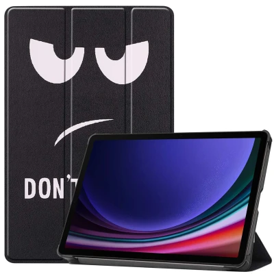 Afbeelding van iMoshion Tablet Hoes Geschikt voor Samsung Galaxy Tab S9 Design Trifold Bookcase Zwart /Don&#039;t touch