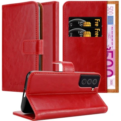 Afbeelding van Cadorabo Hoesje geschikt voor Samsung Galaxy S22 in WIJN ROOD Beschermhoes met magnetische sluiting, standfunctie en kaartvakje Book Case Cover Etui