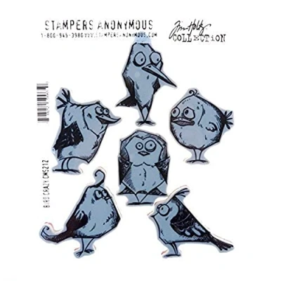 Afbeelding van Stampers Anonymous Tim Holtz Cling stempel van rubber, 7&quot;X8,5&quot; Bird Crazy