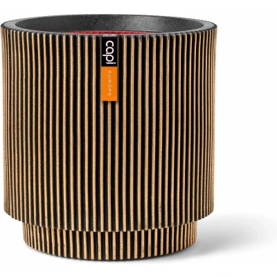 Afbeelding van Vaas cylinder groove nl zwart goud I Capi Europe