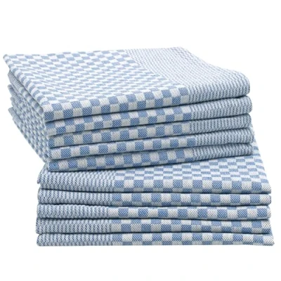 Afbeelding van ZOLLNER Set van 10 katoenen theedoeken, 54 x 100 cm, blauw wit geruit