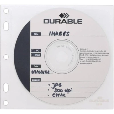 Afbeelding van Durable 523919 CD/DVD ordnerhoes 2 CDs/DVDs/Blu rays Transparant, Wit Polypropyleen 10 stuk(s)