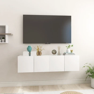 Afbeelding van TV hangkasten 2 st 60x30x30 cm hoogglans wit