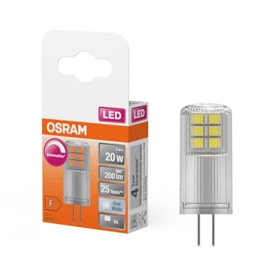 Afbeelding van OSRAM SPECIAL PIN CL 20 LED lamp met retrofit G4 fitting, dimbaar, pinvorm, 2W, 200lm, 4000K, koud wit licht, goede allround lichtopbrengst, lange levensduur, 4 jaar garantie