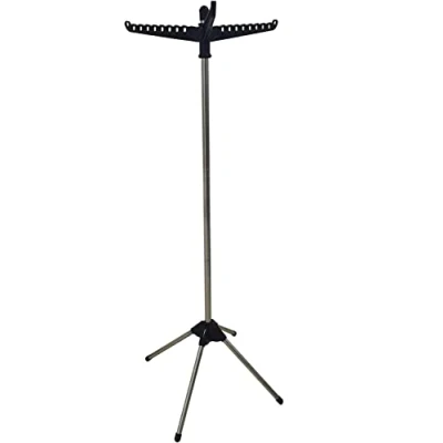 Afbeelding van SONGMICS Droogrek, staande droger, 3 draaibare armen voor kleerhangers, 4 voeten, binnen, roestvrij staal, maximaal 27 kleding, hoogte 150 cm, blauw en zilver LLR510Q01