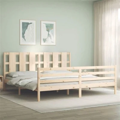 Image de vidaXL Cadre de lit avec tête 200x200 cm bois massif