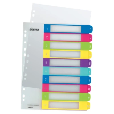 Image de Leitz WOW intercalaires imprimables A4+ en plastique avec 10 onglets assortiment (11 trous)