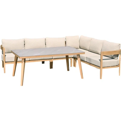 Afbeelding van Garden Impressions San Mauro lounge dining set 5 delig light teak look