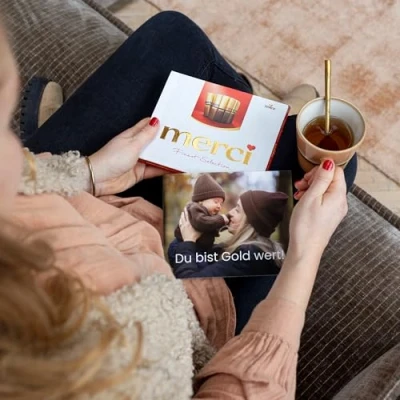 Afbeelding van Merci Finest Selection met foto en naam Gepersonaliseerd chocolade cadeau tekst Gepersonaliseerde geschenken Bedankt cadeautje (250 Gram)