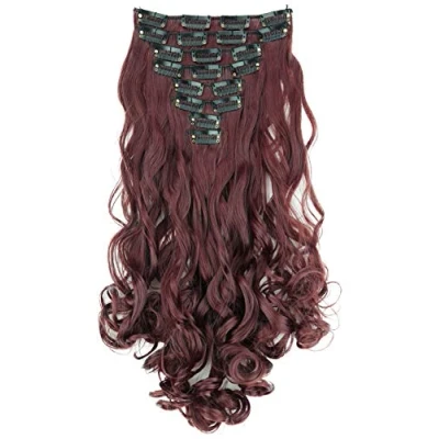 Afbeelding van PRETTYSHOP CES110 1 Haarverlenging, 35 cm, 8 delig, golvend, rood bruin