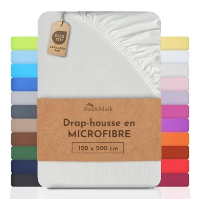 Image de NatureMark drap de lit en microfibre à prix réduit ! beaucoup tailles et couleurs marchandise marque (drap 120x200 cm, Crème/Naturel)