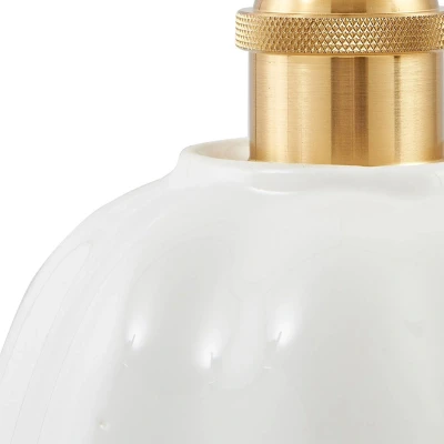 Afbeelding van Lindby Annegret hanglamp, Ø 18 cm, keramiek, wit/messing
