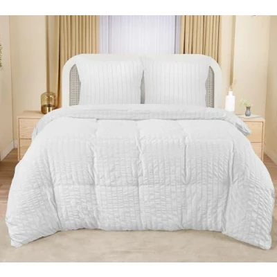 Afbeelding van Utopia Bedding Seersucker dekbedovertrekset microvezel polyester dekbedovertrek 200 x cm + 2 kussenslopen 80 wit