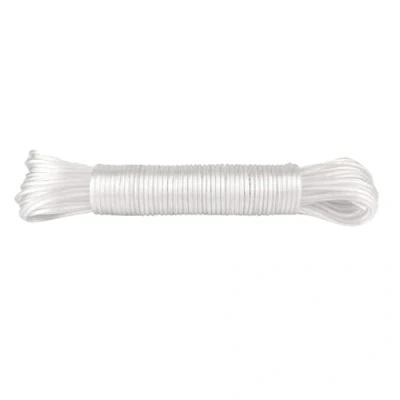 Afbeelding van IDEA HOME 20 m scheurvaste kristallen waslijn voor huis, tuin en camping robuuste van polyester kunststof coating, transparant wit