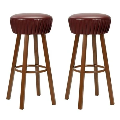Afbeelding van Barstoelen 2 st kunstleer bruin