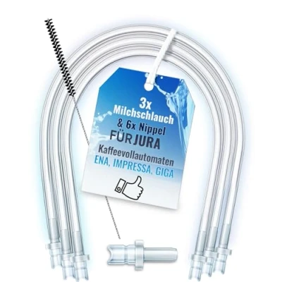 Afbeelding van Piebert Melkslangset 200425 voor Jura ENA E8, GIGA 6 10 W10, IMPRESSA J6 J8 J8twin Z5 Z6 Z7 Z8 Z9 Z10, S8 S80 WE8 (3 x 38 cm melkslangs, reinigingsborstel )