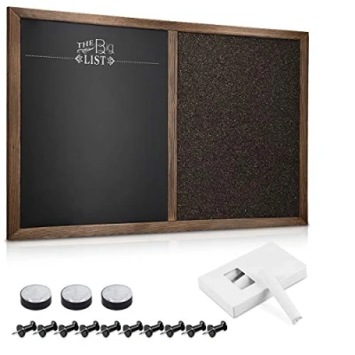 Afbeelding van Navaris combinatie kurk en krijtbord 40 x 60 cm magnetisch wandbord met kurken prikbord Incl. krijt, punaises magneten Om op te hangen