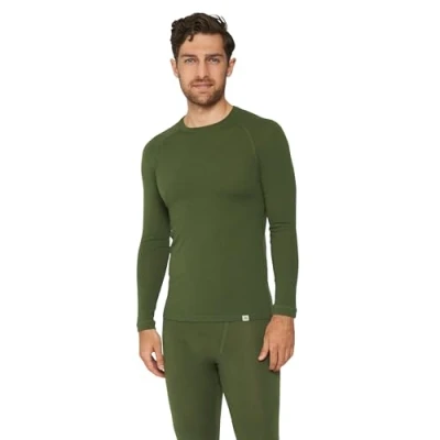 Afbeelding van Danish Endurance Merino LONG Sleeve Shirt Hemd, Heren, Maat: XL, Green