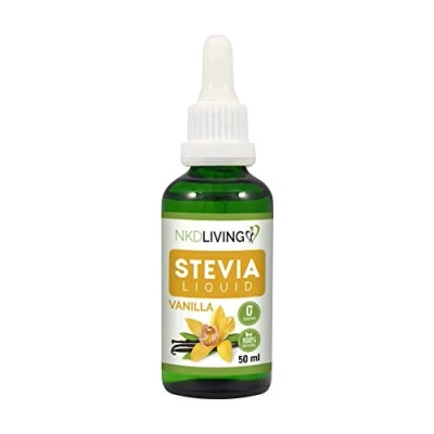 Image de NKD Living Stevia Liquid Drops 50ml (New Label Design) Vanille aromatisée Avec compte gouttes en verre