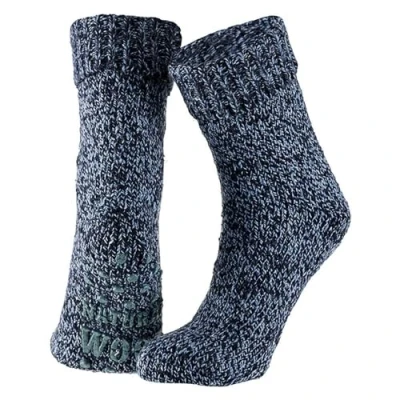 Afbeelding van Apollo Wollen sokken dames Huisokken Donker Blauw Maat 39/42 Huissok met anti slip Fluffy Slofsokken Warme Winter