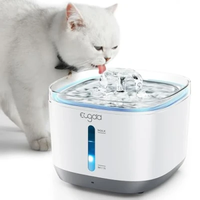 Afbeelding van EUGAD Draadloze kattenfontein, 5000 mAh, 30 dB, ultrastil met 3 l detector, huisdierfontein viervoudige filtratie, afneembaar ontwerp en eenvoudige reiniging, 0005YSJ