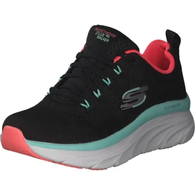 Image de Skechers D&#039;lux Walker Fresh Finesse Femme Baskets, Bordure en Maille Noire Menthe, 40 EU