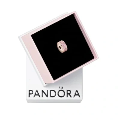 Afbeelding van PANDORA Rosafarbener Pavé Clip in 14 karaat roségoudkleurige metalen legering met kubische zirkonia momentencollectie, Metaal,