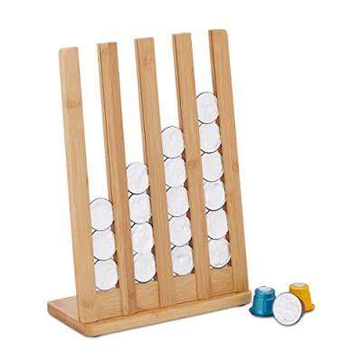 Afbeelding van Relaxdays capsulehouder voor Nespresso cuphouder bamboe koffiecuphouder 32 cups