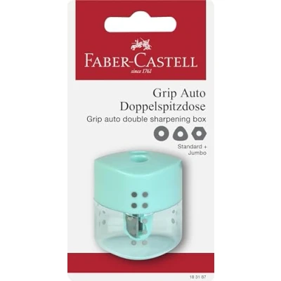 Afbeelding van Faber Castell puntenslijper Grip met opvangbakje lichtblauw op blisterkaart FC 183187