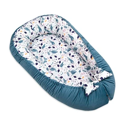 Afbeelding van PIMKO Babynestje, multifunctioneel, 2 zijdig, hypoallergeen, cocon, reisbed, 55 x 90 cm, katoen en fluweel (Spruce)