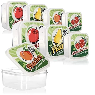 Afbeelding van COM FOUR® 8 delige set voorraaddozen, Fruit Lunchboxen in vier maten Voorraadbak voor de camping, picknick en onderweg (8 stuks fruit)
