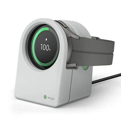 Afbeelding van elago GWT3 Opladerhouder compatibel met Samsung Galaxy Watch 7/7 Ultra, 6/6 Classic, 5/5 Pro [40/43/44/45/47 mm], nachtmodus, kabelmanagement [kabel niet inbegrepen] (grijs)