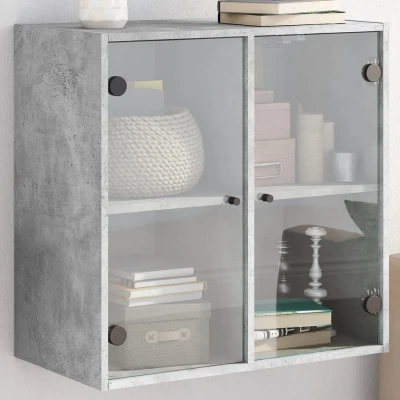 Afbeelding van Wandkast met glazen deuren 68x37x68,5 cm betongrijs