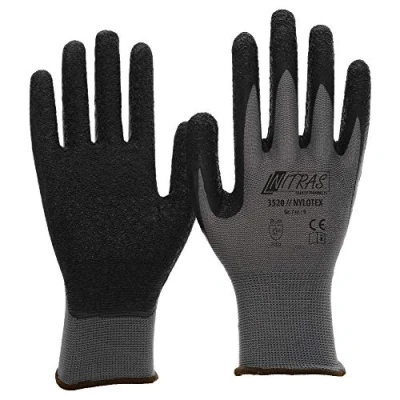 Afbeelding van Nitras 3520 Nylotex nylon latex werkhandschoenen, grijs/zwart, maat 10/xxl, paar, 12 stuks
