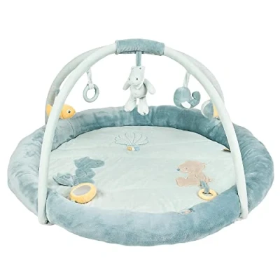 Afbeelding van Nattou Speeltapijt Speelkleed Romeo, Jules en Sally 90x90 cm Marmergroen