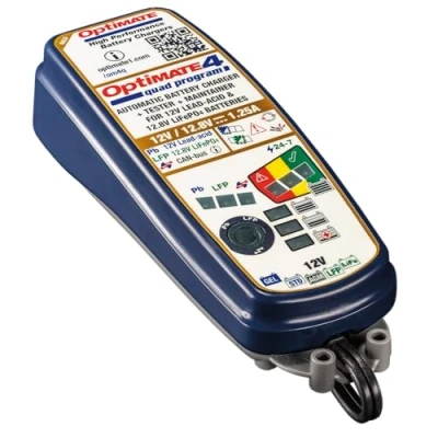 Afbeelding van Tecmate Optimate 4 Quad program Gel / Lood Lithium Acculader Druppellader GOUD serie: 9 staps 12V/12.8V 1.25A verzegelde accureddende lader &amp; onderhouder TM630