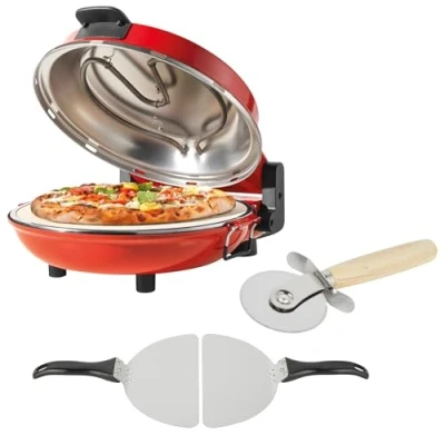 Afbeelding van Petra PT5666VDE Elektrische pizzaoven, binnen, 1200 W, 5 temperatuurniveaus, snel voorverwarmen, 30,5 cm pizza in minuten, afneembare pizzasteen, snijder en 2 pallets