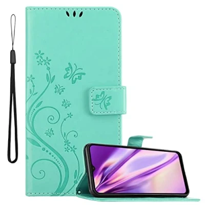Afbeelding van Cadorabo Hoesje geschikt voor Samsung Galaxy A23 4G in BLOEMEN TURKOOIS Beschermhoes bloemmotief met magnetische sluiting, standfunctie en kaartsleuven Book Case Cover Etui