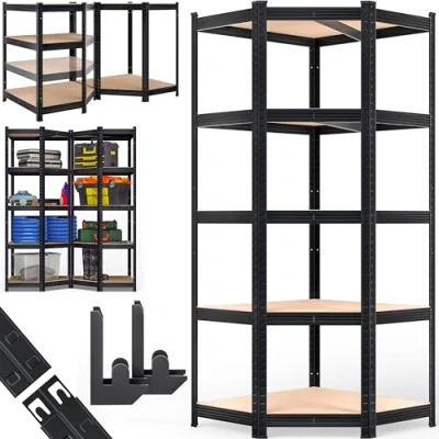 Afbeelding van Monzana Stellingkast Schroefloos 5 Schappen MDF 180x70x40cm Zwart