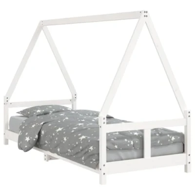 Afbeelding van Kinderbedframe 80X160 cm Massief Grenenhout Zwart 80 x 200 / Wit